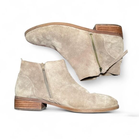 Sole Society Women’s 11 Gray Suede Ankle Boots Side Zip Low Heel Leather Upper - Picture 7 of 7